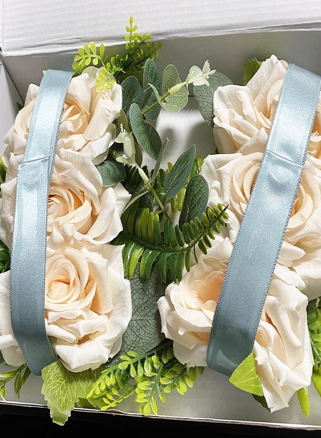EHERDM 2pcs Flowers Curtain Tiebacks Strong Magnetic Champagne Artificial Rose Curtain Holdbacks for Curtains Drapes Window Fancy Curtain Buckle Strap for Home Bedroom Decorative - Image 5